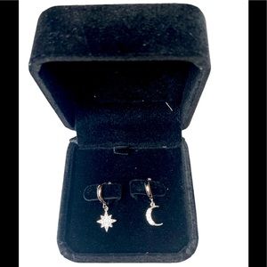 🆕S925 Sterling silver sun & moon pendant earrings